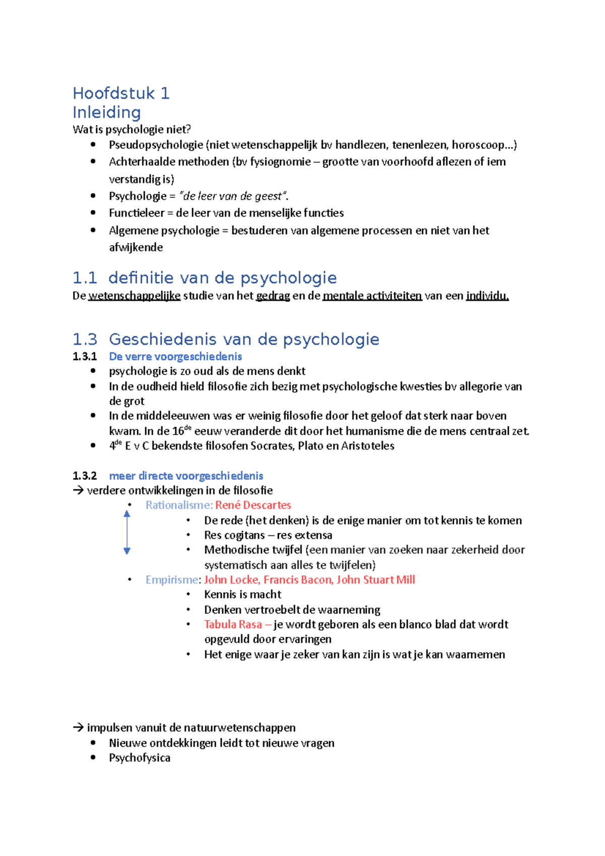 Hoofdstuk 1 - Hoofdstuk 1 Inleiding Wat Is Psychologie Niet ...