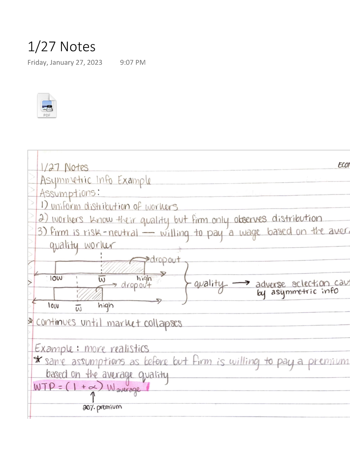 Lecture 7 Notes - ECON 4000 - Rudbeck - ECON 4000 - ECON 4000 1- 1/27 ...