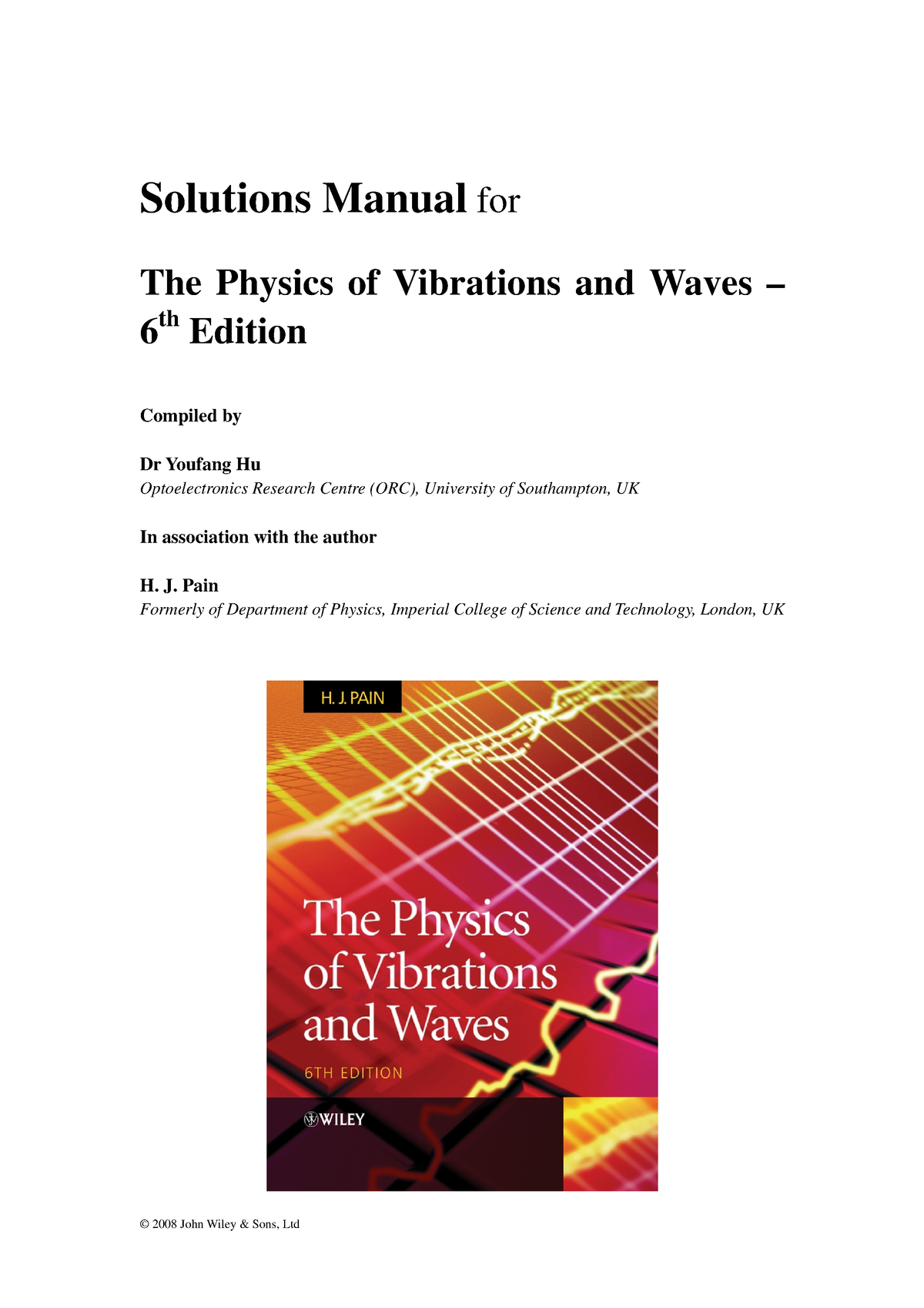 Solution Manual For The Physics Of Vibrations And Waves - Solutions ...