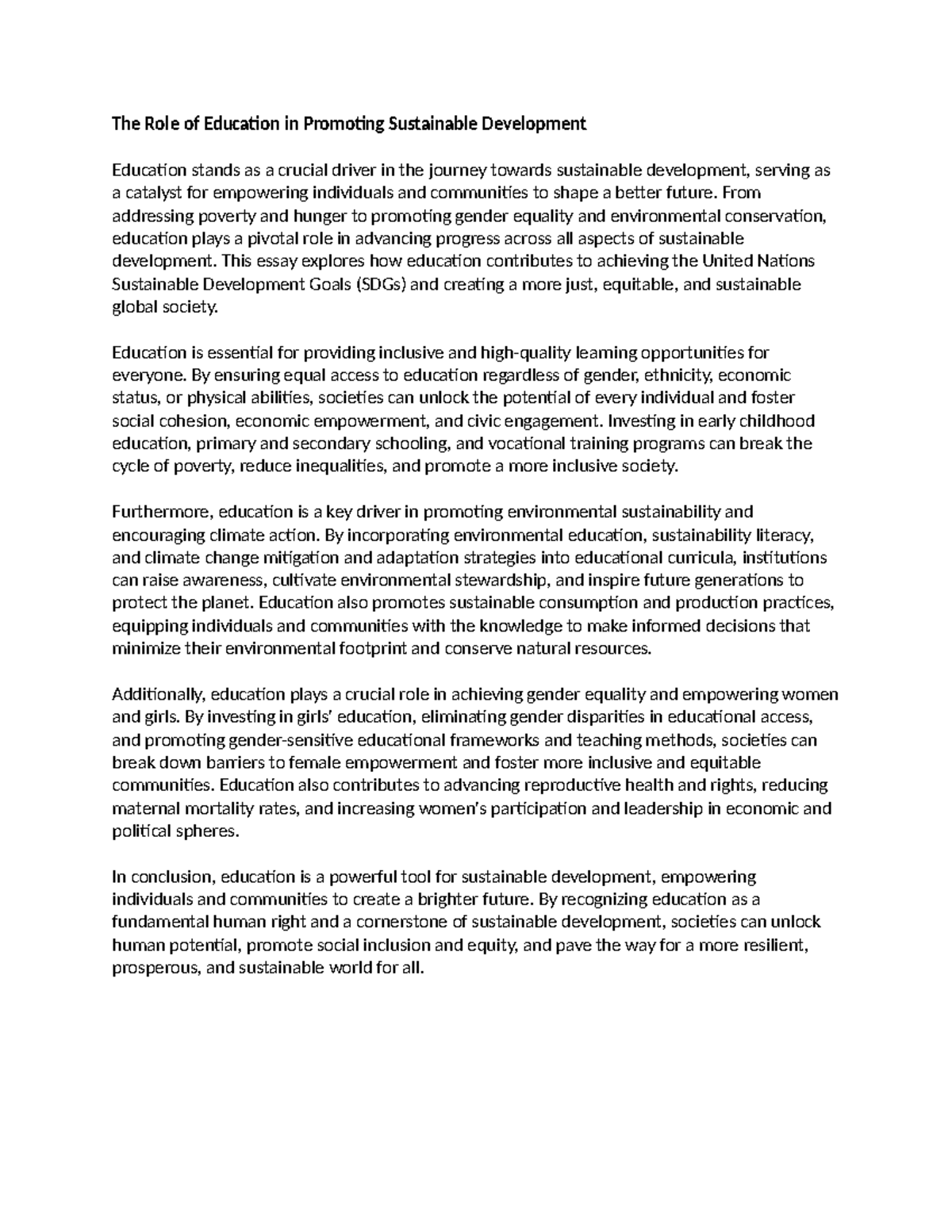 The Role of Education in Sustainable Development 3 - The Role of ...