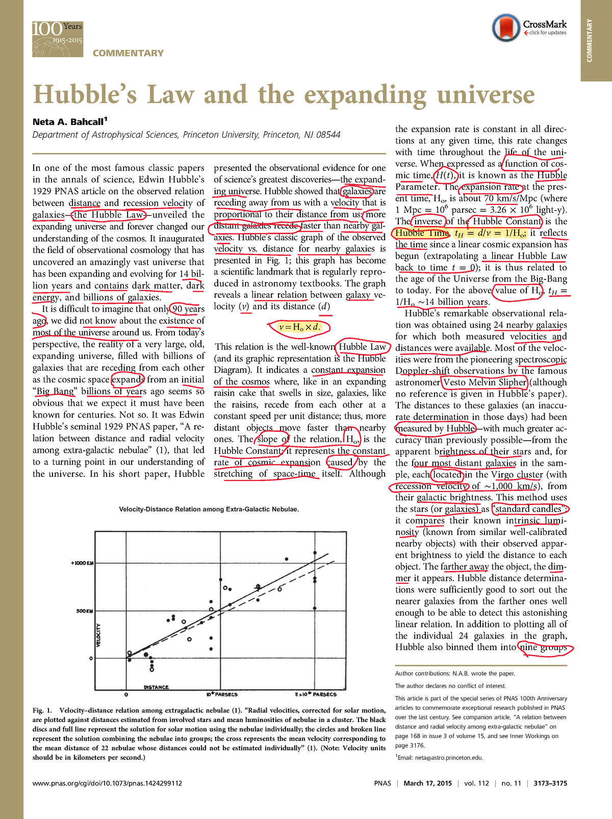 7. Hubbles Law And The Expanding Universe - COMMENTARY Hubble’s Law And ...