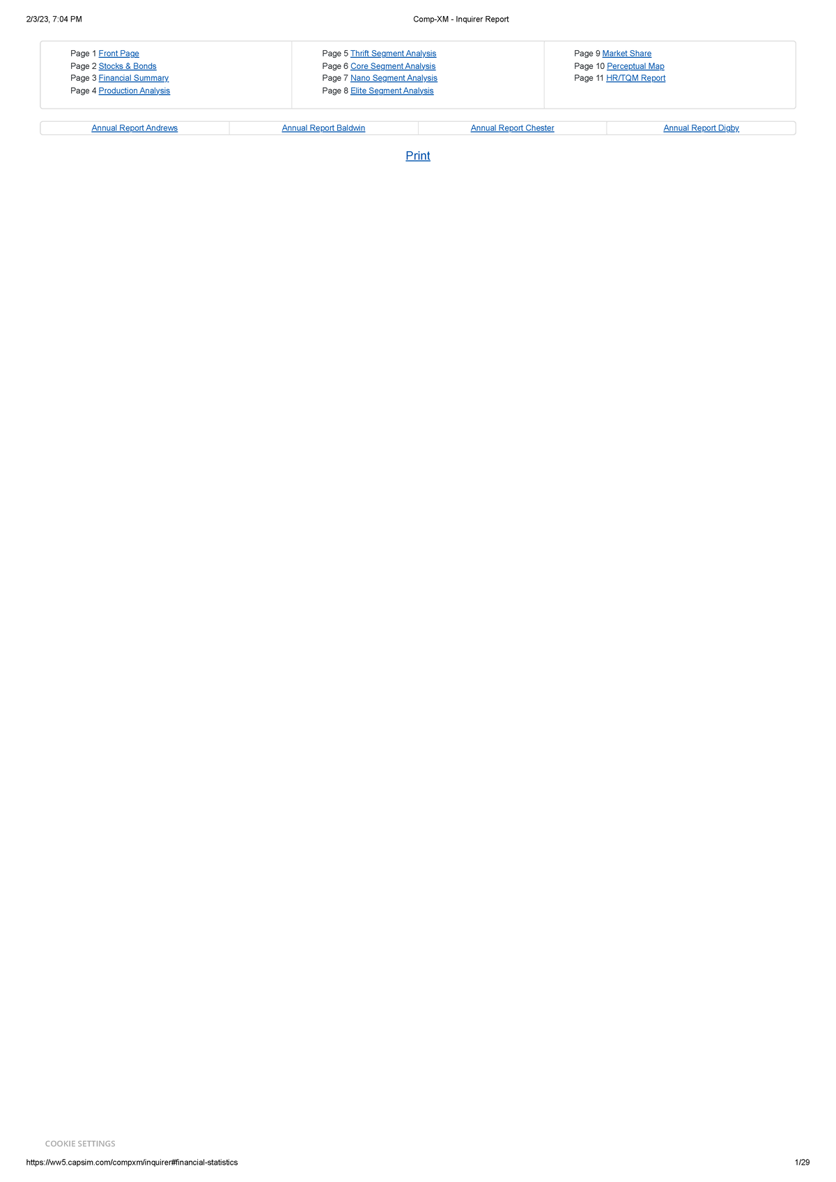 Report CompXM Inquirer Report Page 1 Front Page Page 2 Stocks