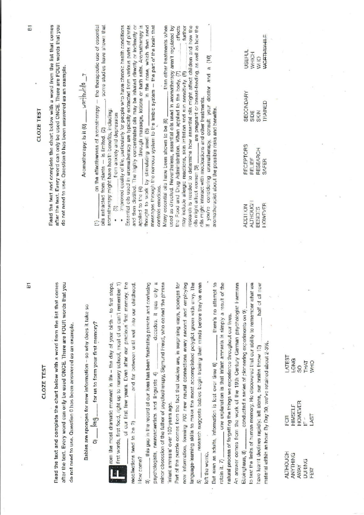 Escaneo 0002 - resumenes de la asignatura - B1 B1 CLOZE TEST CLOZE TEST ...