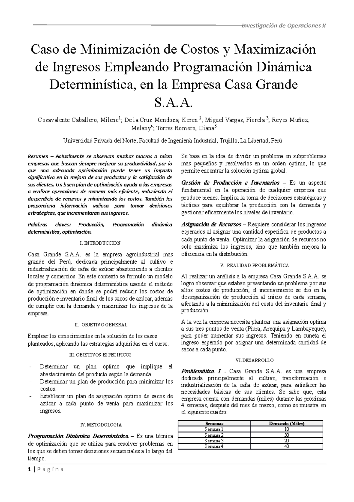 Paper Proyecto DE Invope 2 - Investigación de Operaciones II Resumen ...