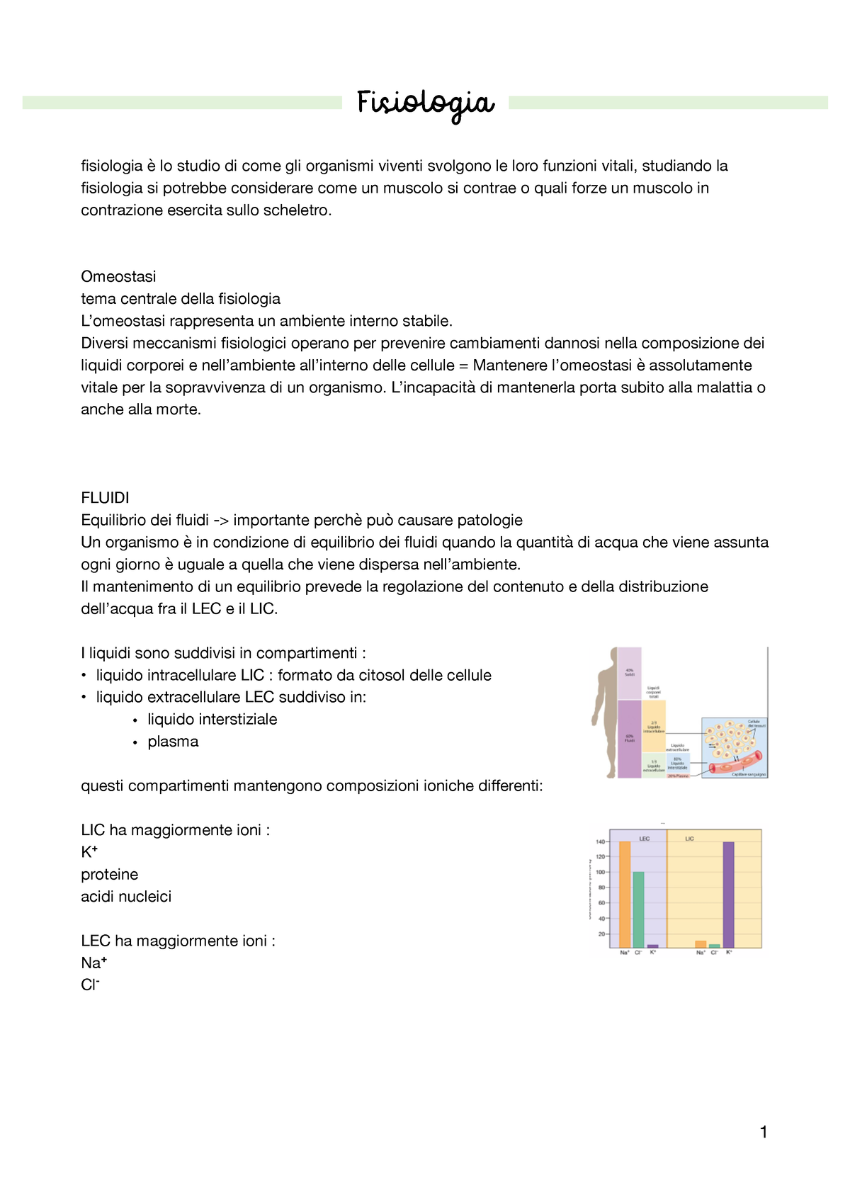 Fisio - Appunti Di Lezione 1,10 - Fisiologia Fisiologia è Lo Studio Di ...