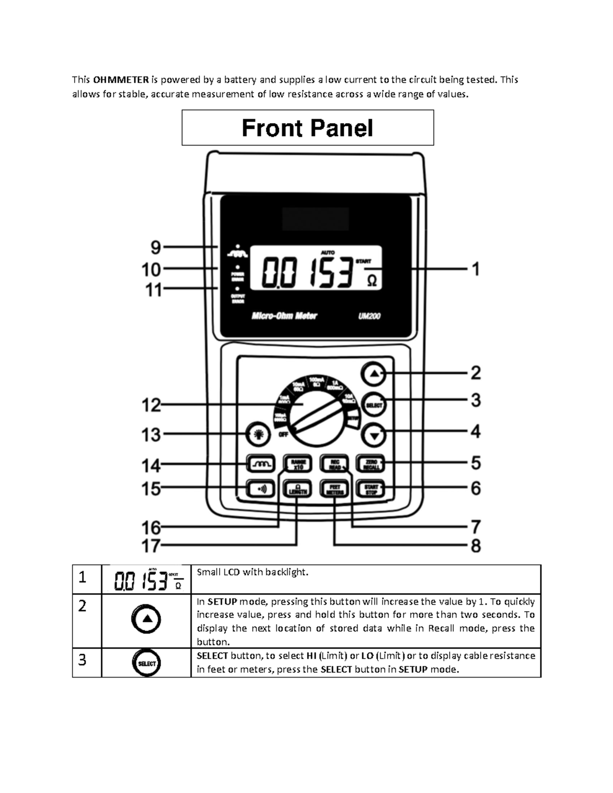 Ohmmeter This OHMMETER is powered by a battery and supplies a low