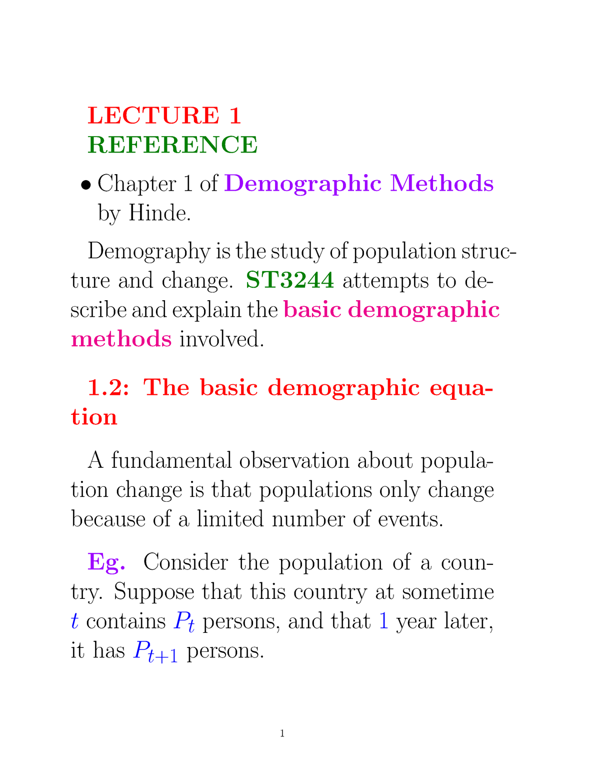 Lecture 1 - LECTURE 1 REFERENCE • Chapter 1 Of Demographic Methods By ...