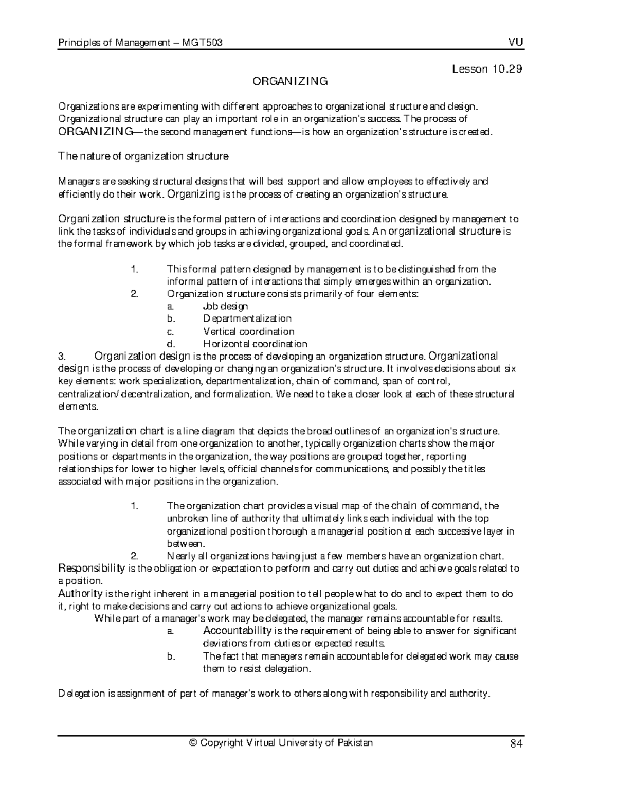 Handout 29 - 0.0 - Principles of Management – MGT503 VU © Copyright ...