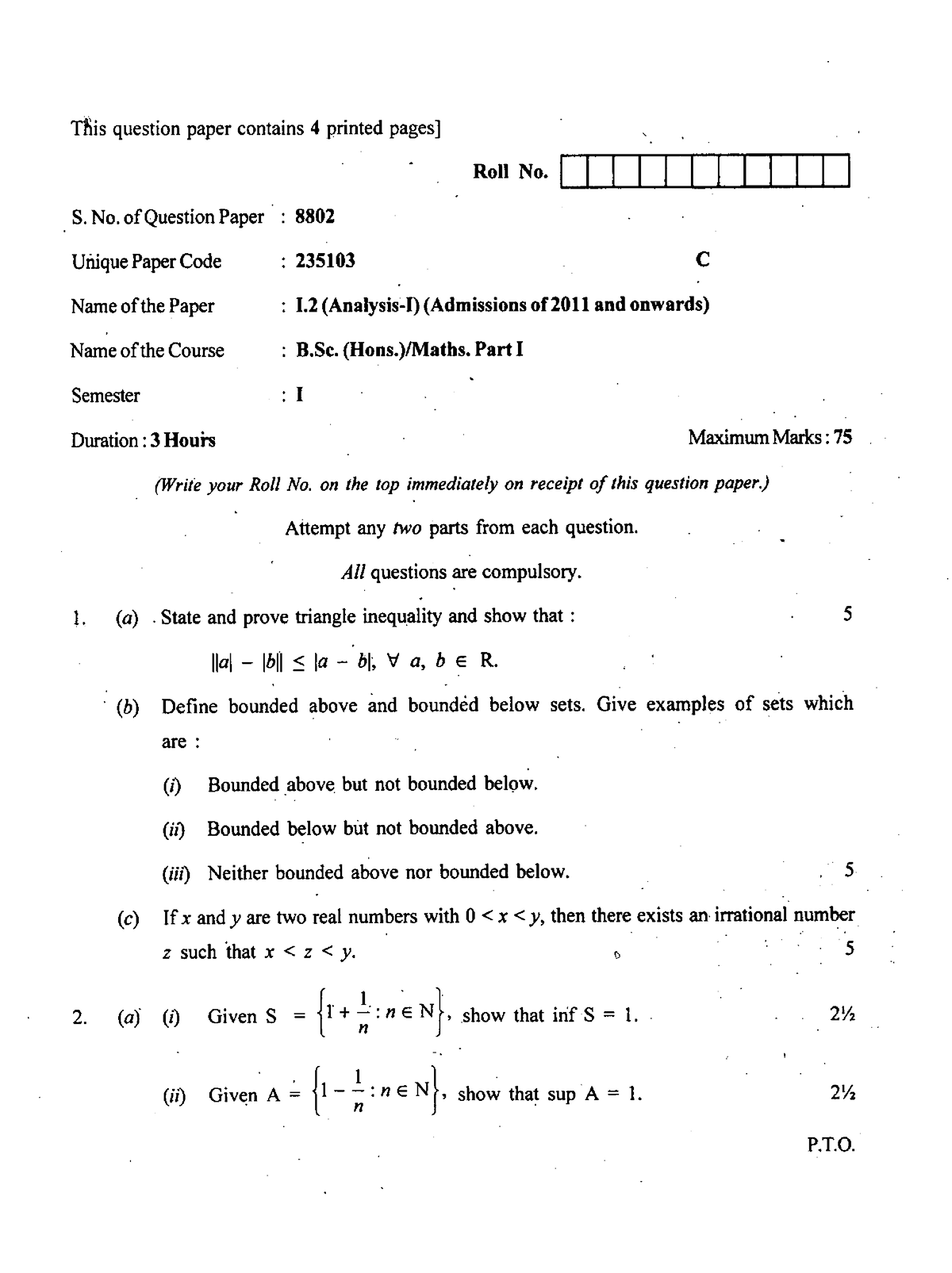 BSC (HONS) MATH PART I Analysis - Discrete maths - Studocu