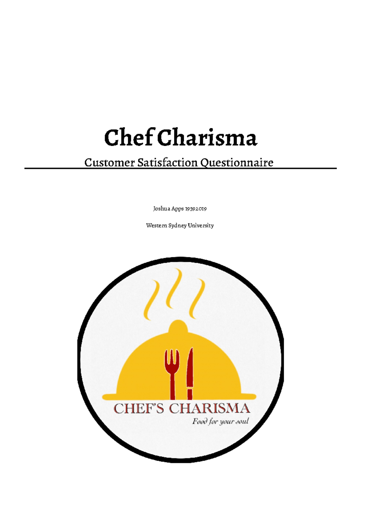 Questionnaire Exemplar Chef Charisma Customer Satisfaction