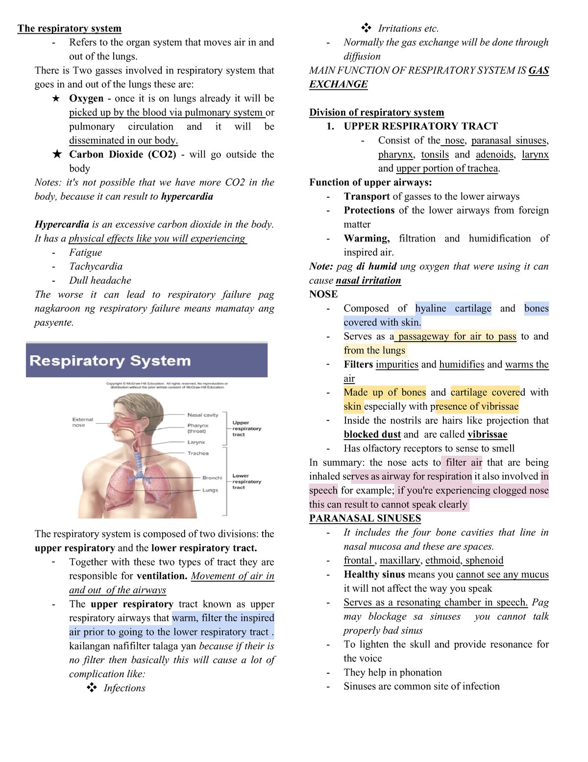 NCM 112 - n/a - The respiratory system - Refers to the organ system ...