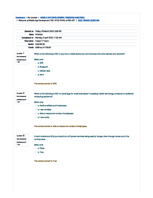 AND 801 Android Application Development Exam Sample - Android is an ...