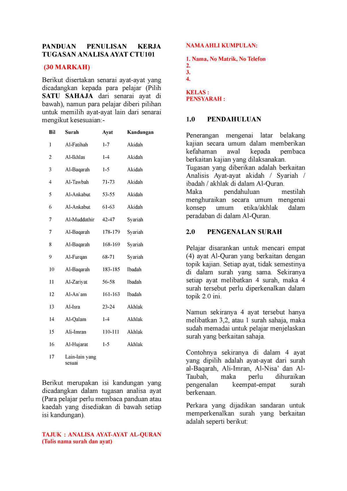 Panduan Rangka Kerja Tugasan Analisa Ayat Diploma In Accountancy Studocu