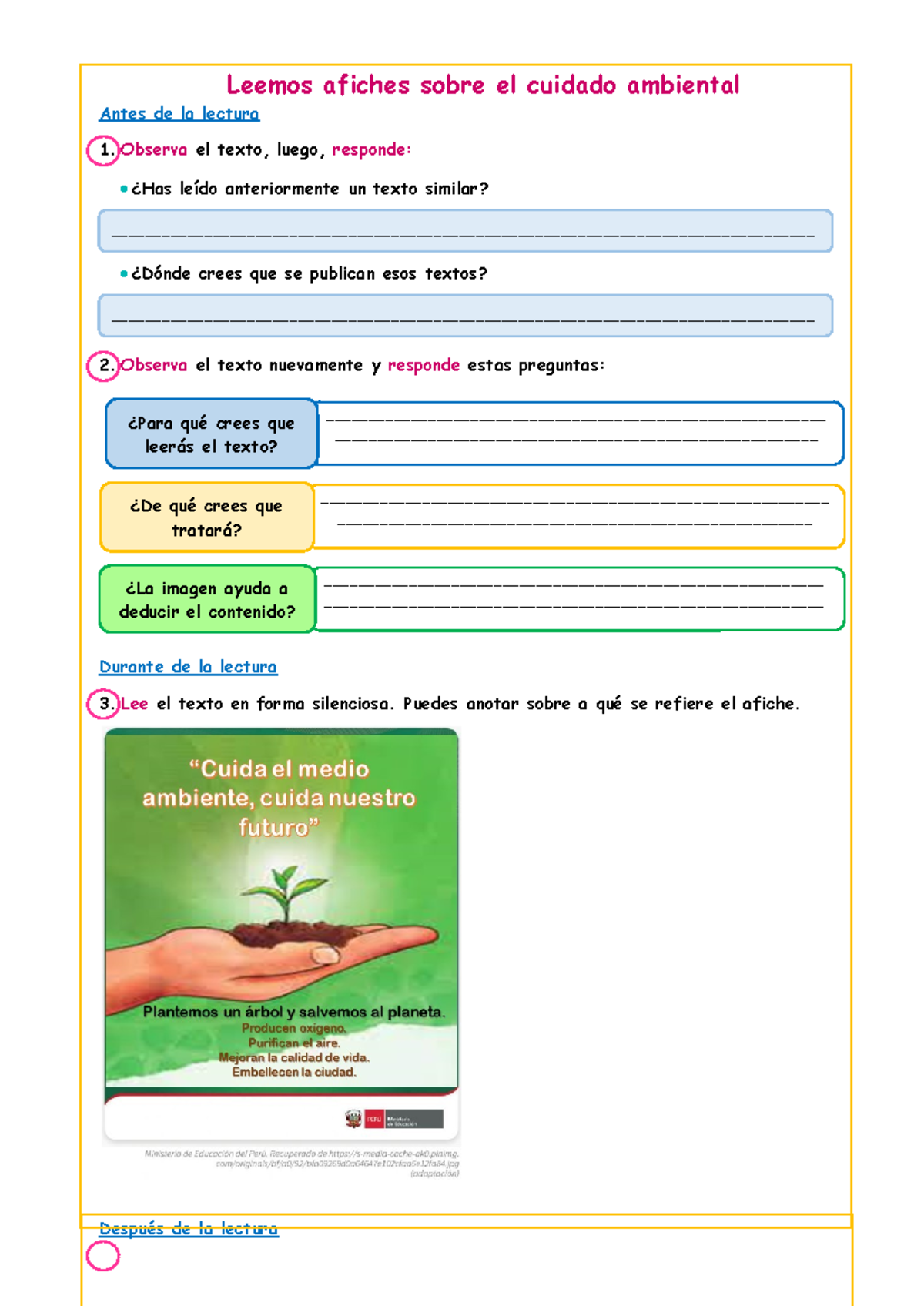 Ficha del Afiche Comunicación 06 - Leemos afiches sobre el cuidado ...