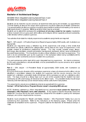 Assessment 1 - Practice Experience Report - 2910ENV Work Integrated ...