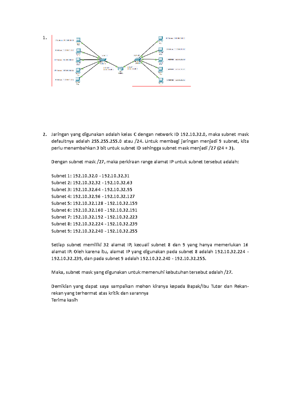 Diskusi 4 Jaringan Komputer - 1. Jaringan Yang Digunakan Adalah Kelas C ...