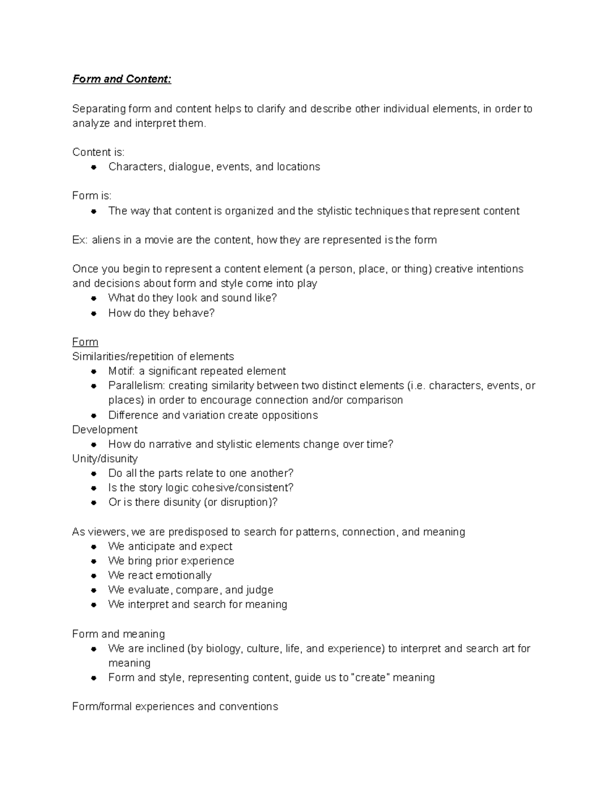 Film Aesthetics: Form and Content - Form and Content: Separating form ...