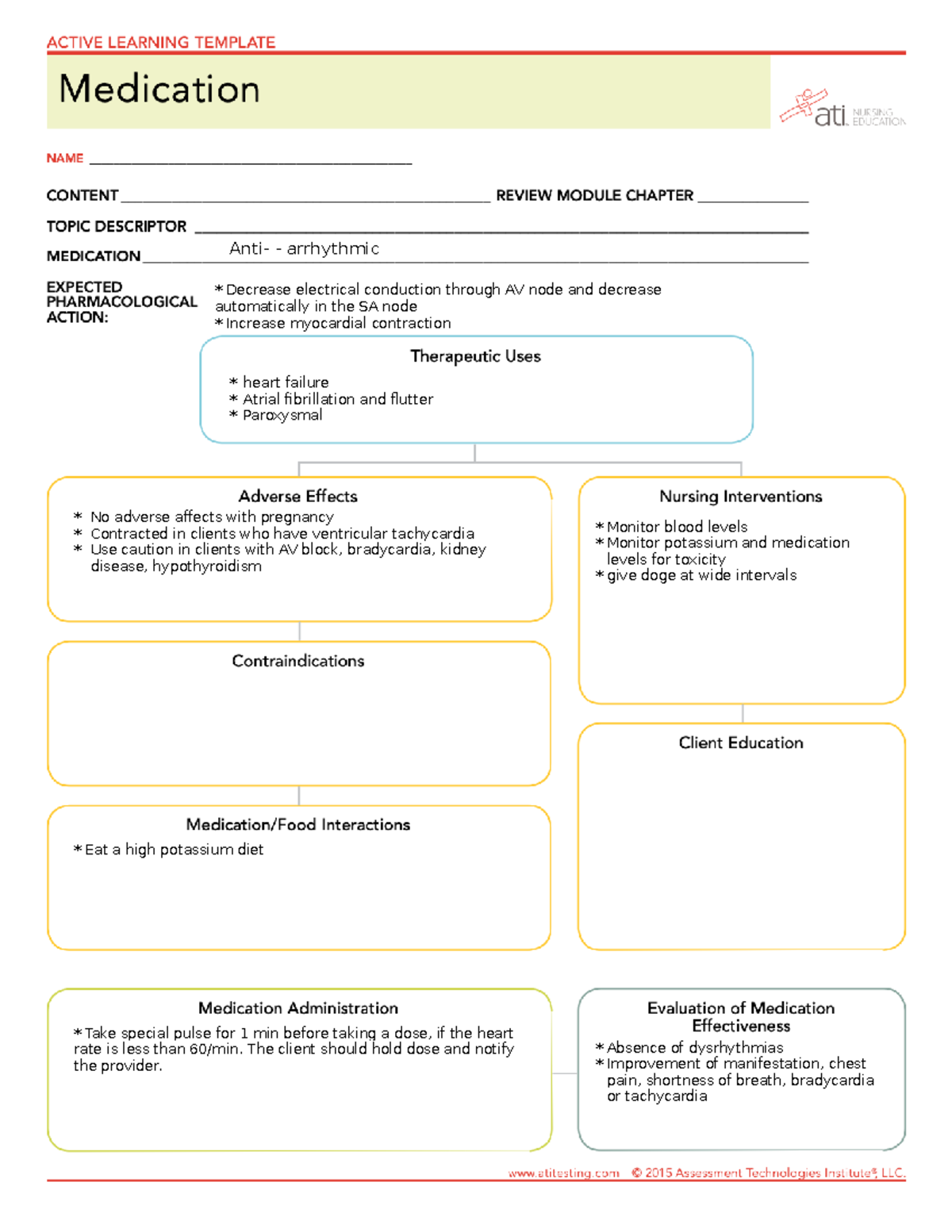 Anti arrhthmic - Ati med Template - Anti- arrhythmic Decrease ...