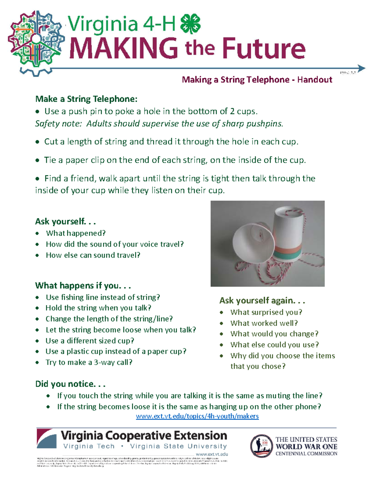 Ww1-telephones - telephone - Make a String Telephone: • Use a push pin ...