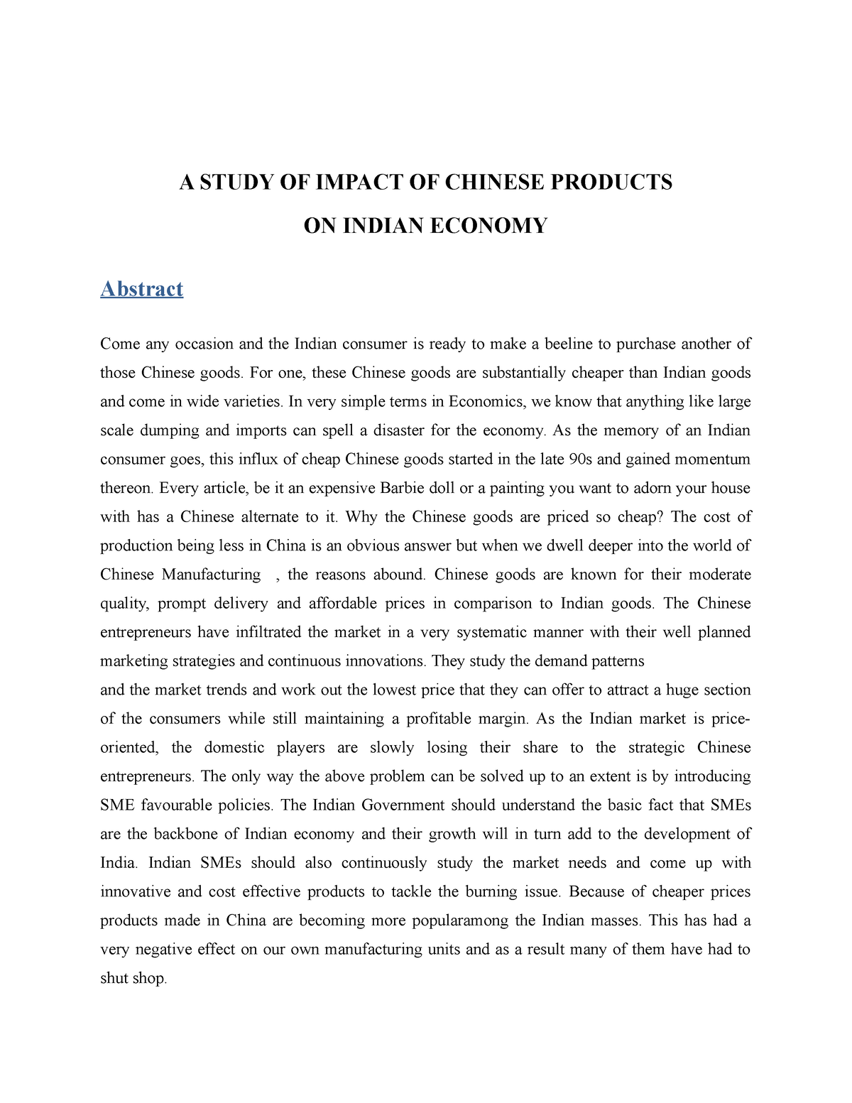 a-study-of-impact-of-chinese-products-a-study-of-impact-of-chinese