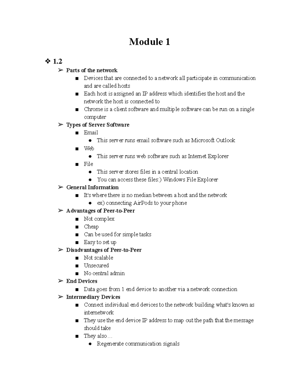 Module 1 Notes For Cisco - Module 1 1. Parts Of The Network Devices ...