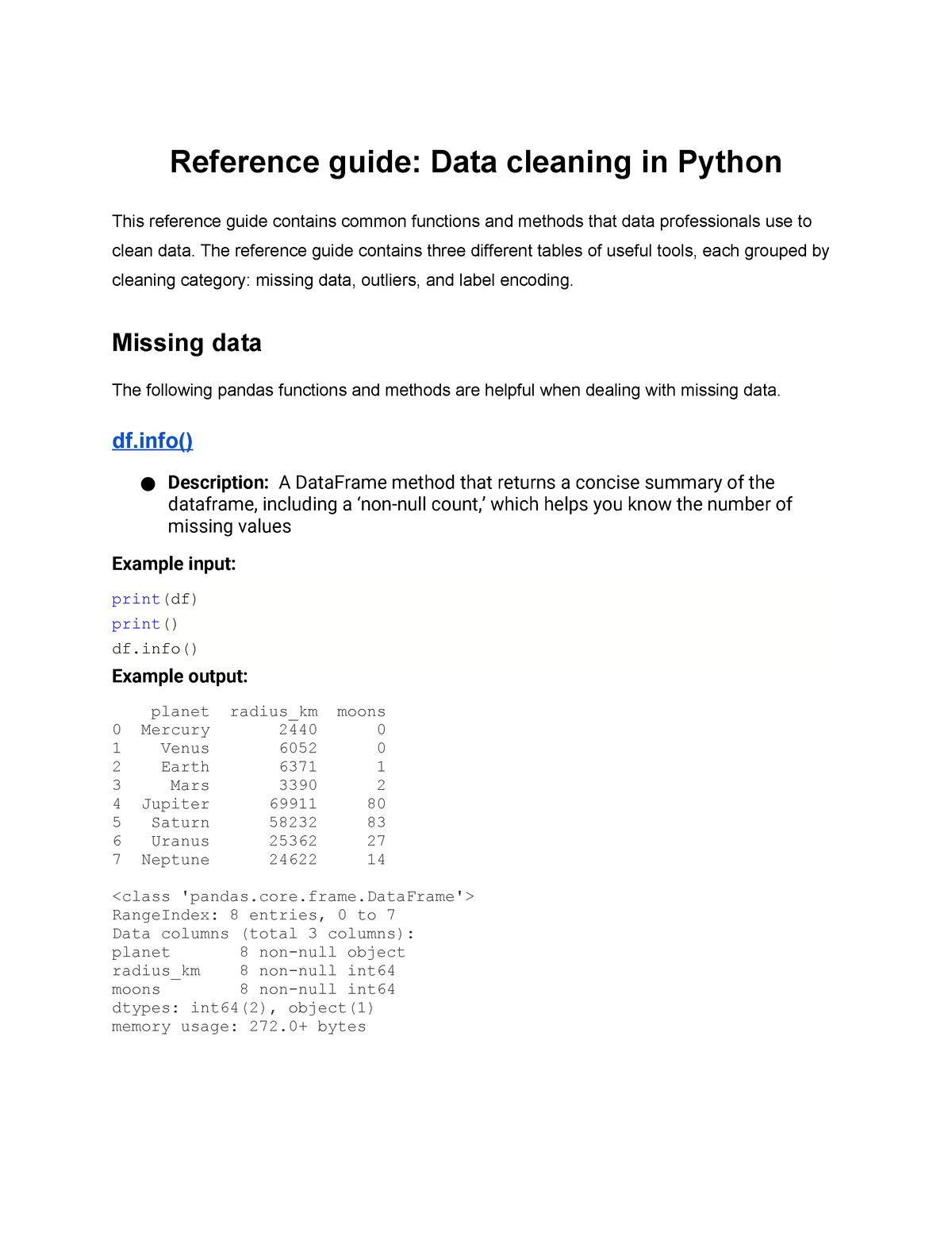 Data Cleaning In Python - The Reference Guide Contains Three Different ...