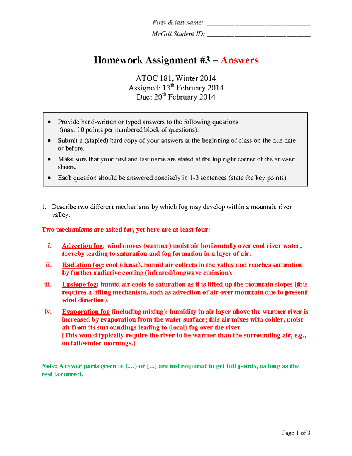 Homework Assignment 3 answer web - First last name: McGill Student ID ...
