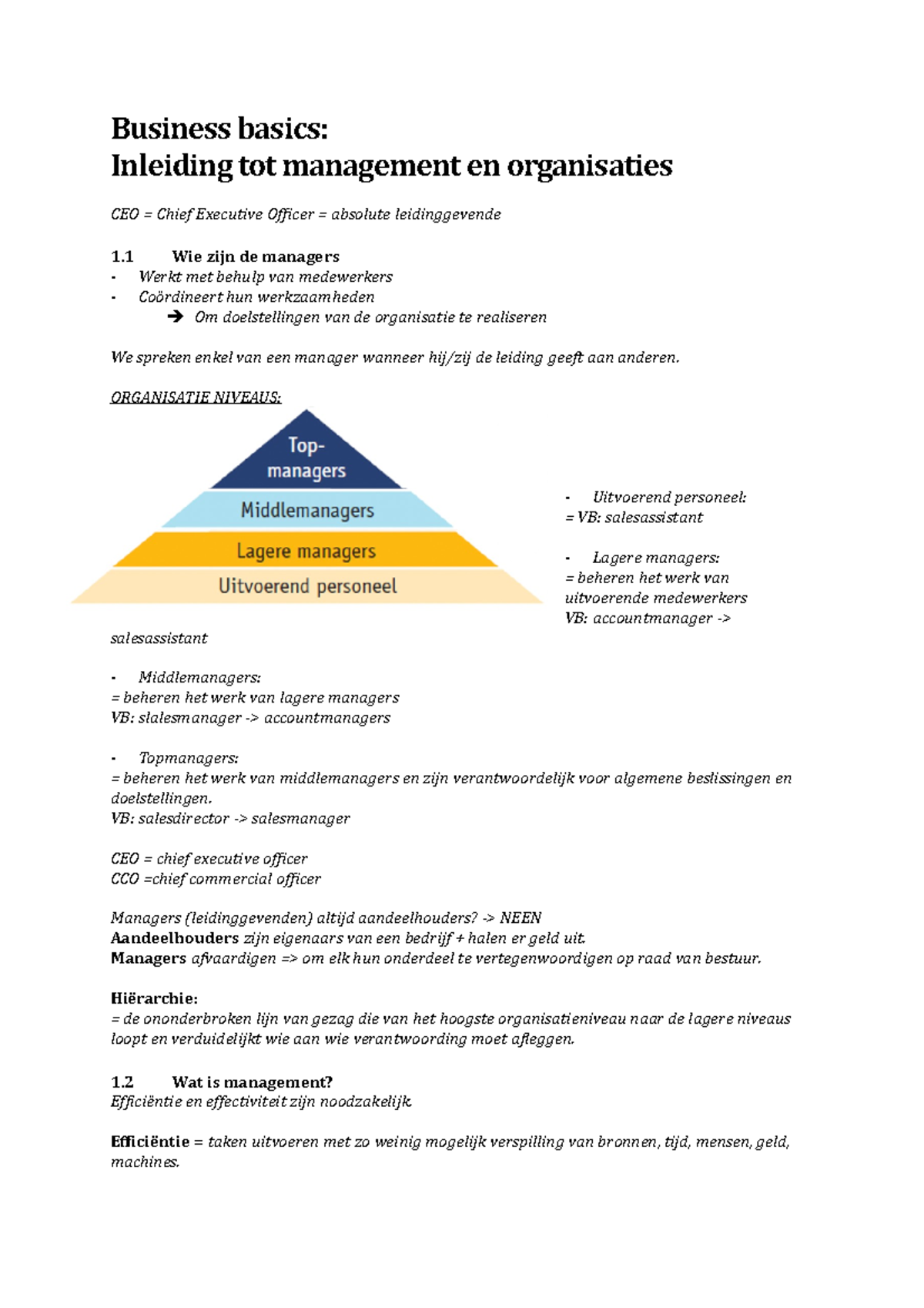 Business Basics-Inleiding Tot Management En Organisatie - ORGANISATIE ...