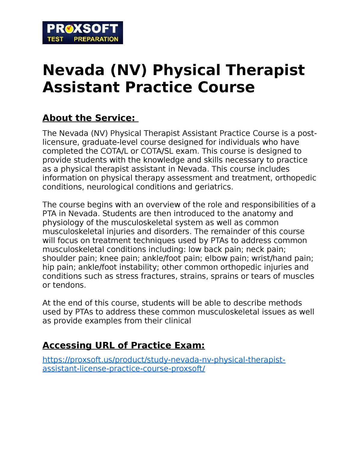 Nevada NV Physical Therapist Assistant Practice Course This Course   Thumb 1200 1553 