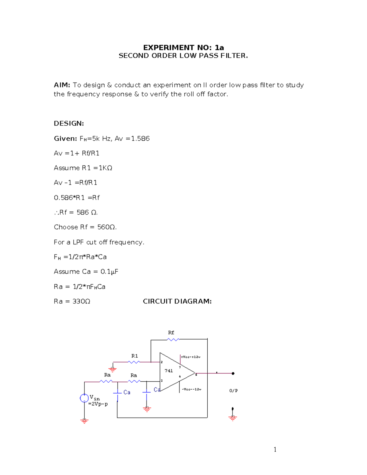 New Ac+Lic - 7 3 Ca -Vcc=-12v 6 O/P 741 2 Ca R V Ra =2Vp-p +Vcc=+12v Rf ...