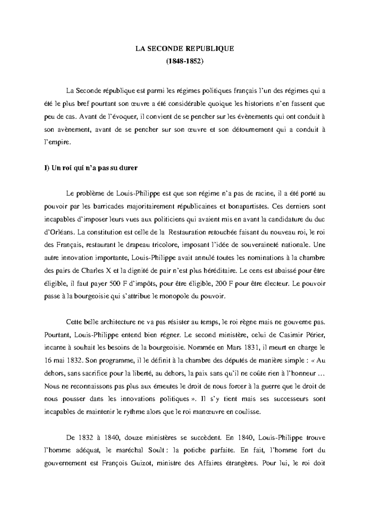 dissertation seconde republique