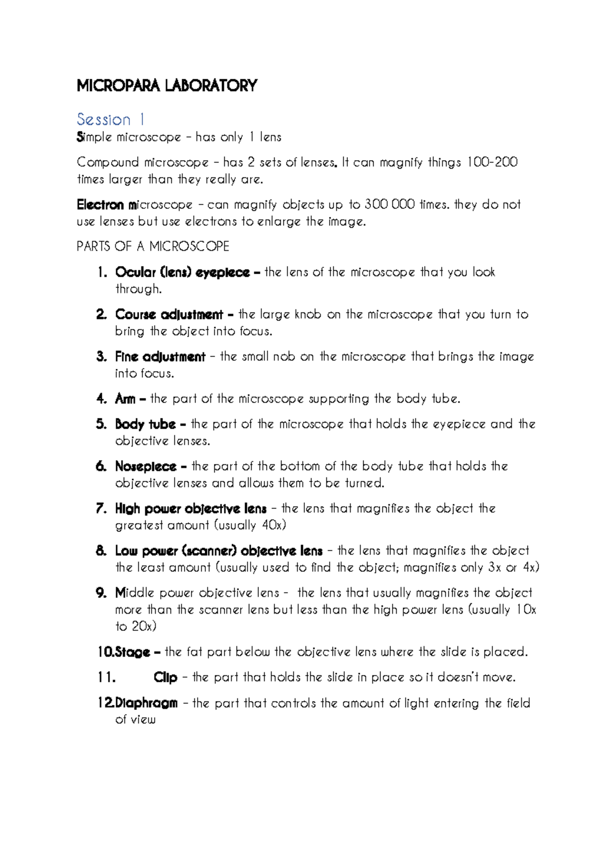 Micro-para-leclab.reeviewer - MICROPARA LABORATORY Session 1 Simple ...