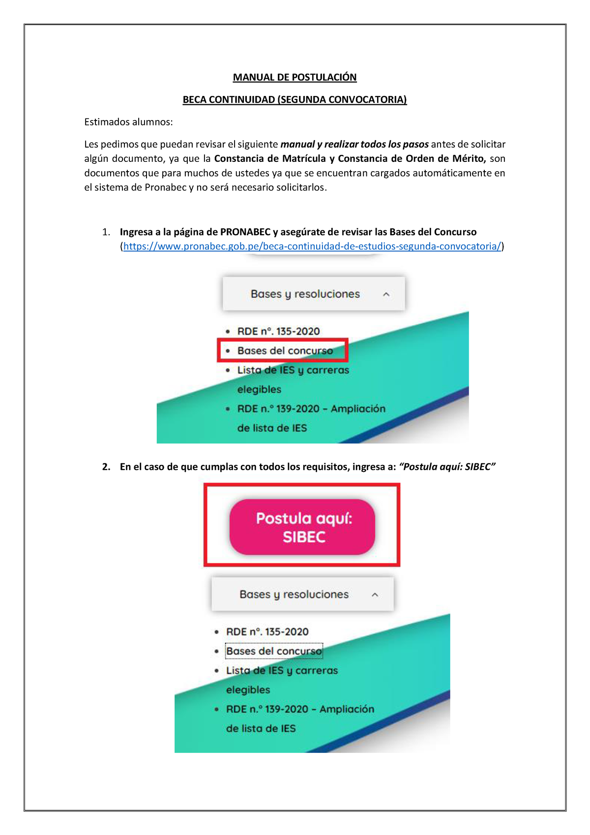 Manual DE Postulación - BECA Continuidad - MANUAL DE POSTULACI”N BECA ...