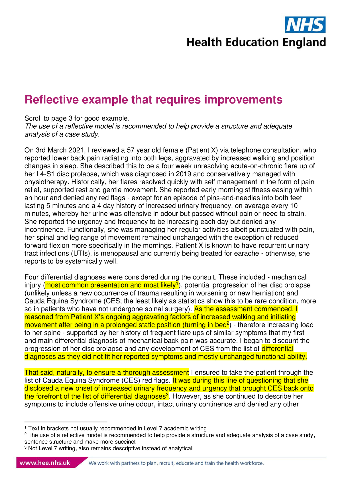 reflection on case study example