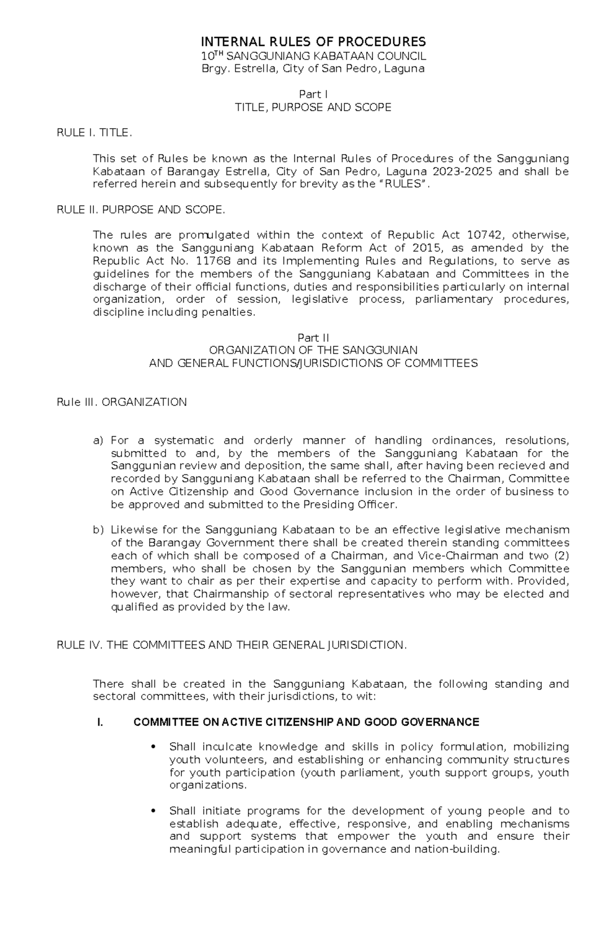 Internal- Rules-OF- Procedures - INTERNAL RULES OF PROCEDURES 10 TH ...