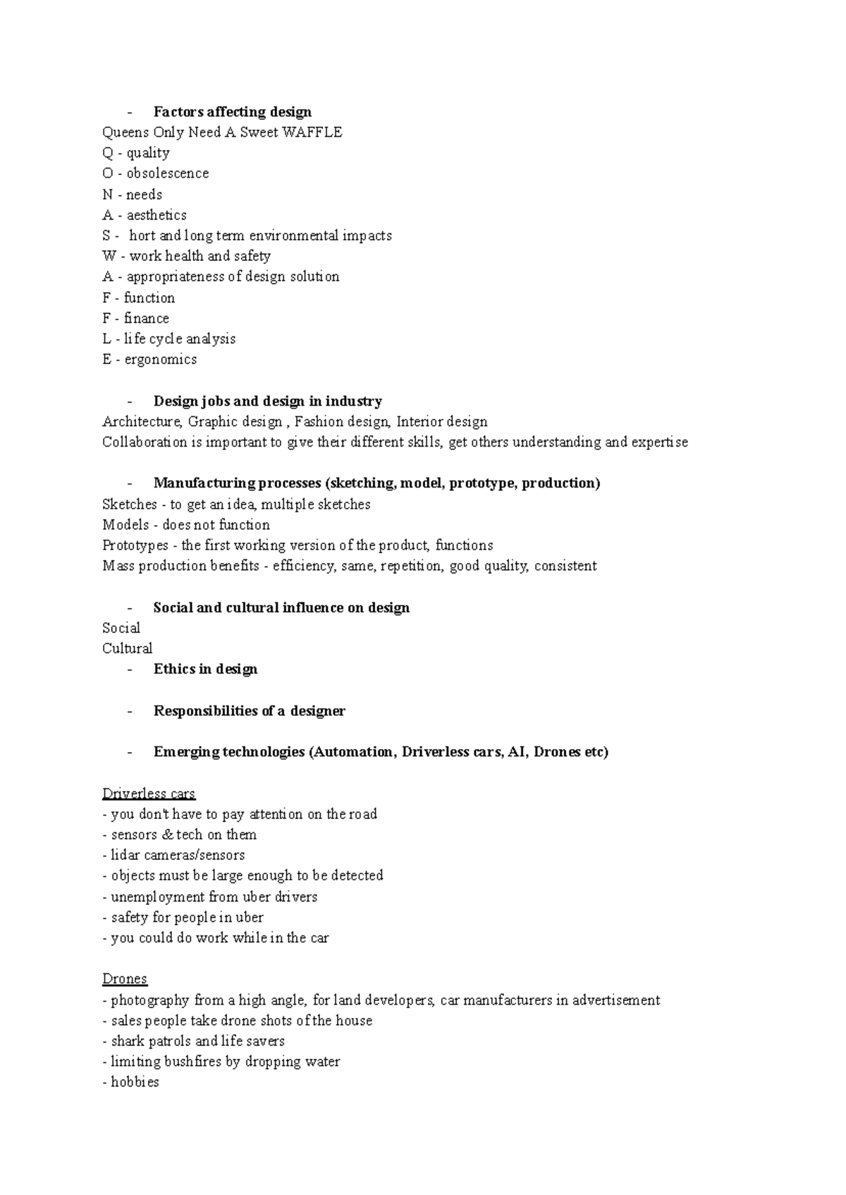 Design Tech Prelim Notes - Factors affecting design Queens Only Need A ...
