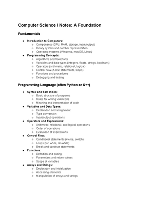 Computer Science I Notes (DONT USE)