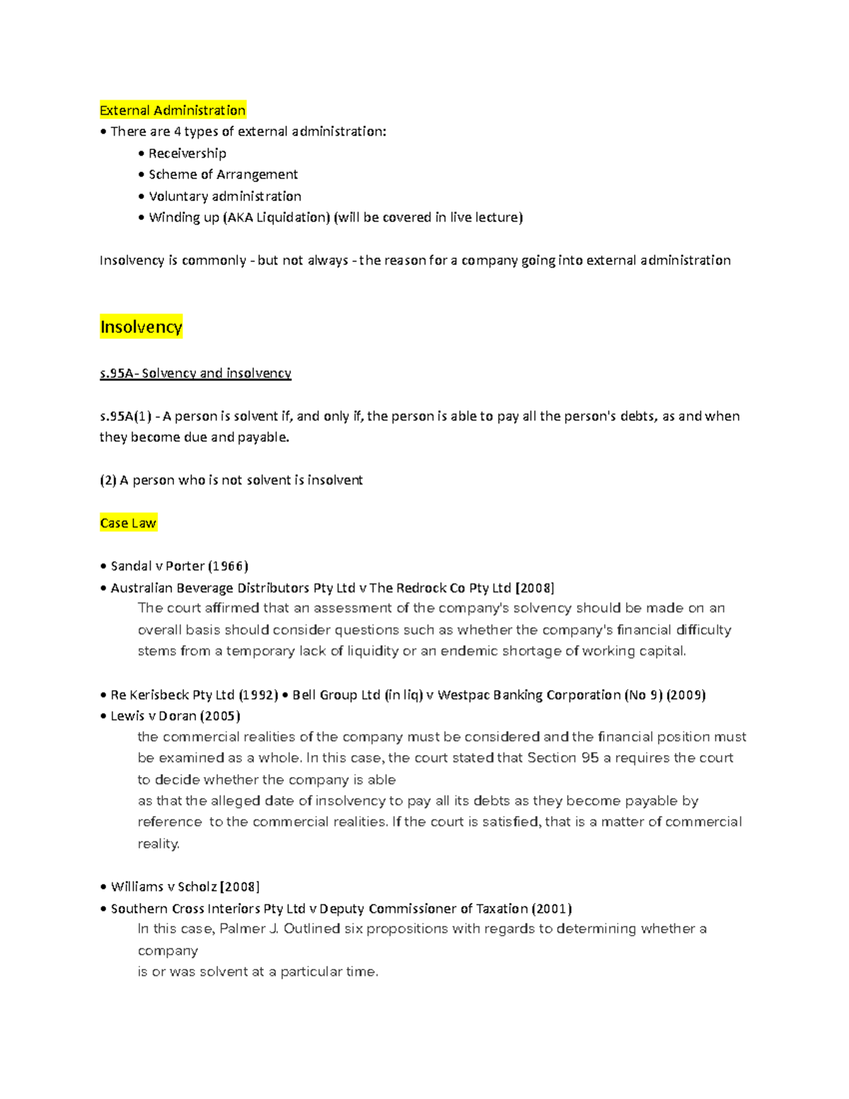 Receivership Lecture 11 External Administration There are 4 types
