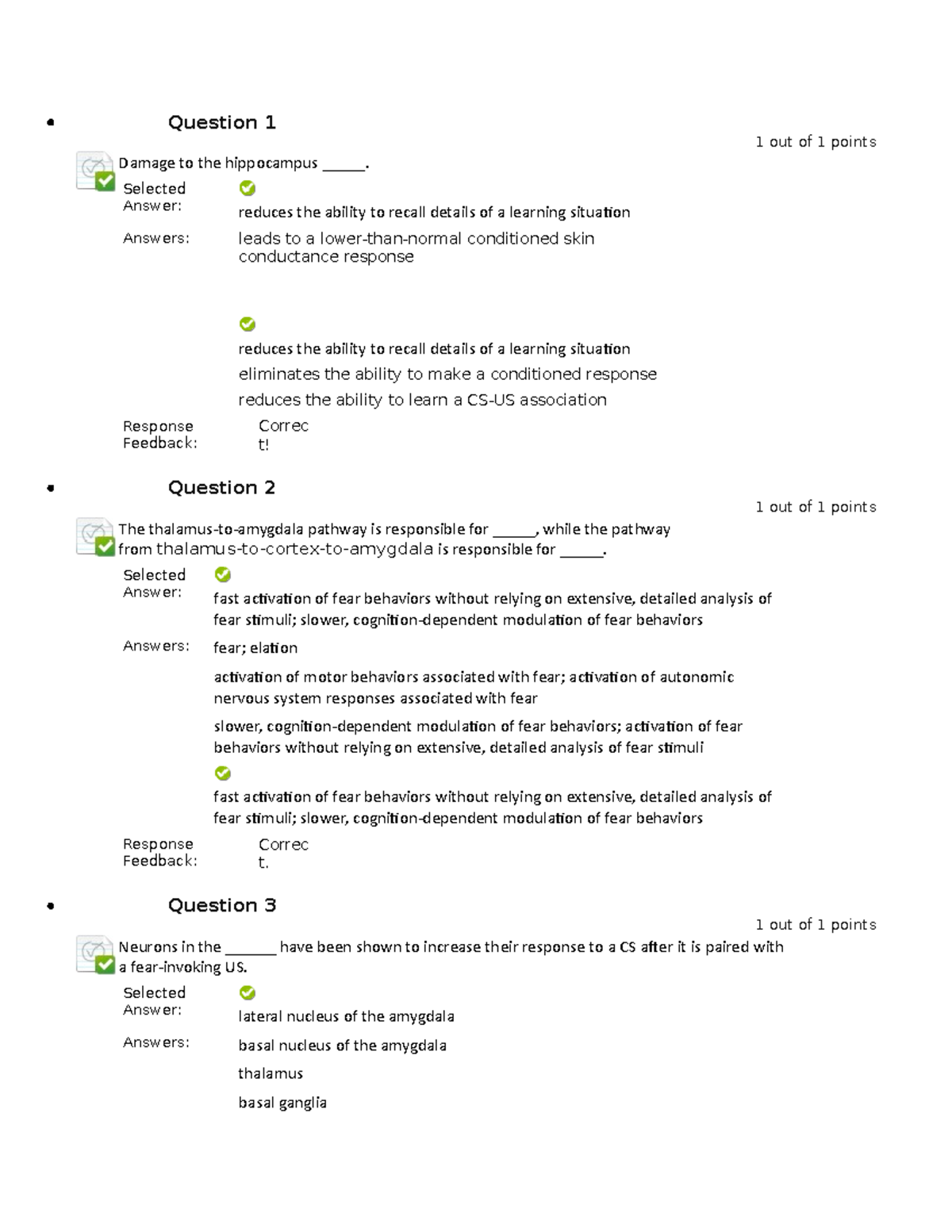 Quiz11 - Quiz for psychology of learning and memory. Many of these ...