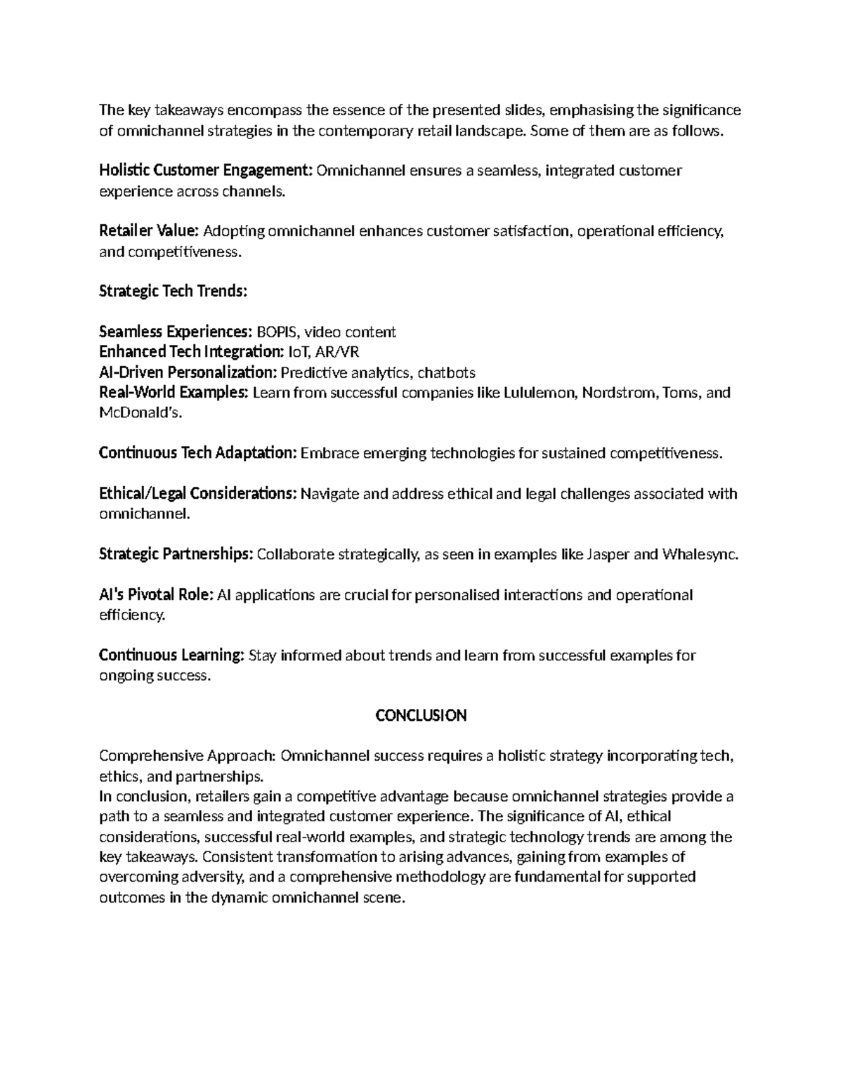 Outline of Presentation - Tech Trends (Omnichannel) kt and c - The key ...