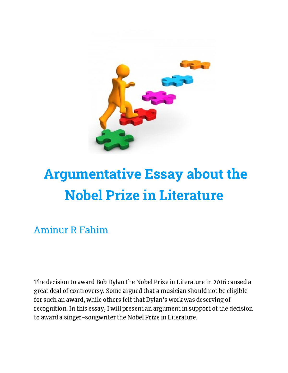 argumentative essay about the nobel prize in literature