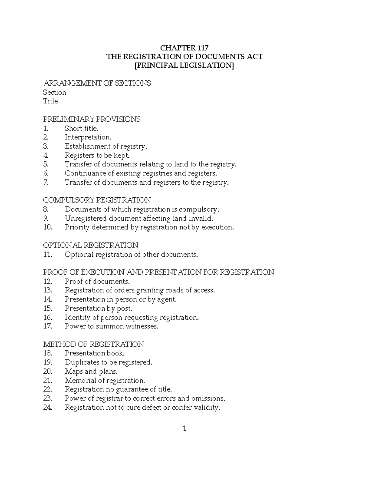 The Registration of Document Act Cap 117 Studocu