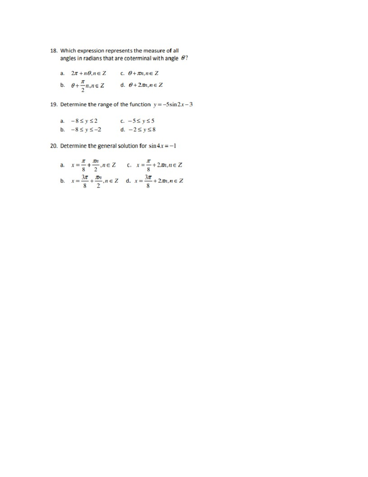 S6a - practice test - MATH 116 - 18. Which expression represents the ...