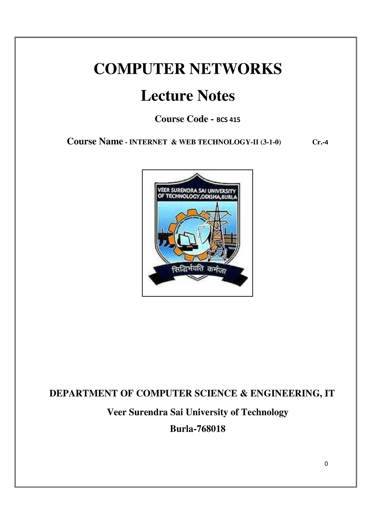 WEB TECH Downlaod 2 - COMPUTER NETWORKS Lecture Notes Course Code - BCS ...