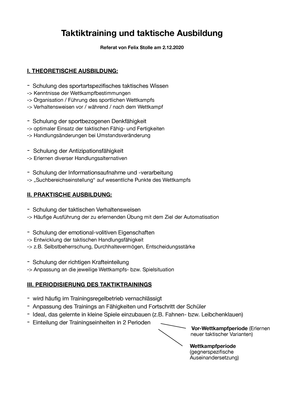 Handout Taktiktraining Felix Stolle - Taktiktraining Und Taktische ...