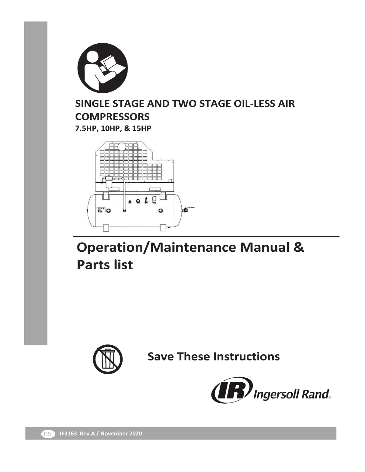 Oil less vandw two stage manual if3163 - SINGLE STAGE AND TWO STAGE OIL ...