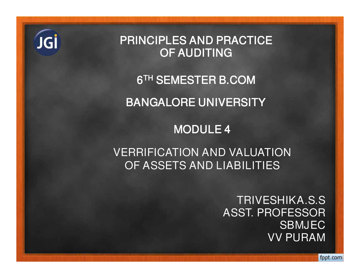 Principles And Practice Of Auditing Vi Sem Bcom Module 4 - PRINCIPLES ...