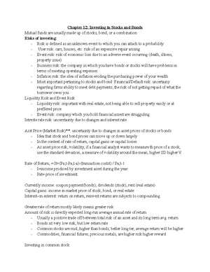 Chapter 13 - Lecture Notes from video lecture, powerpoints and handouts ...