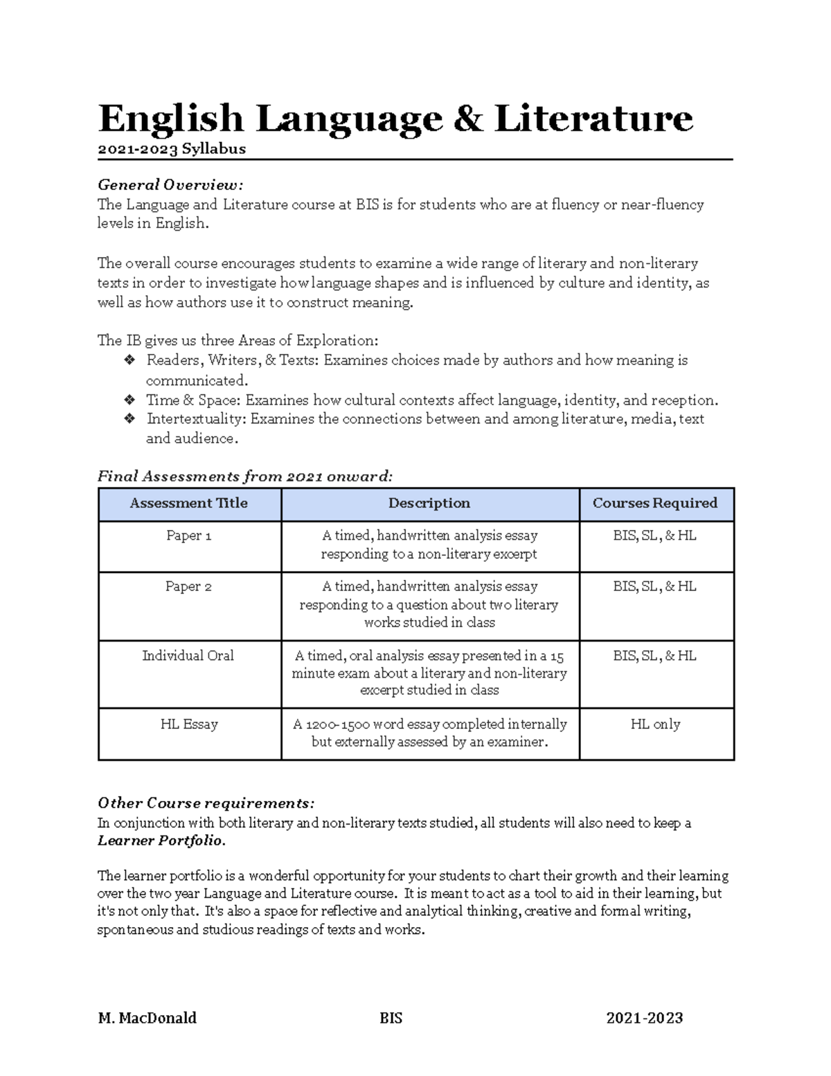 2021 2023 BIS Lang Lit Syllabus - English Language & Literature 2021 ...