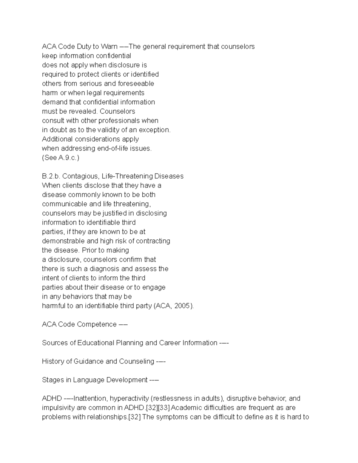 Psys (28) psys notes ACA Code Duty to Warn The general requirement